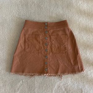 🔴 Madewell Button Up A-Line Skirt Tan 00